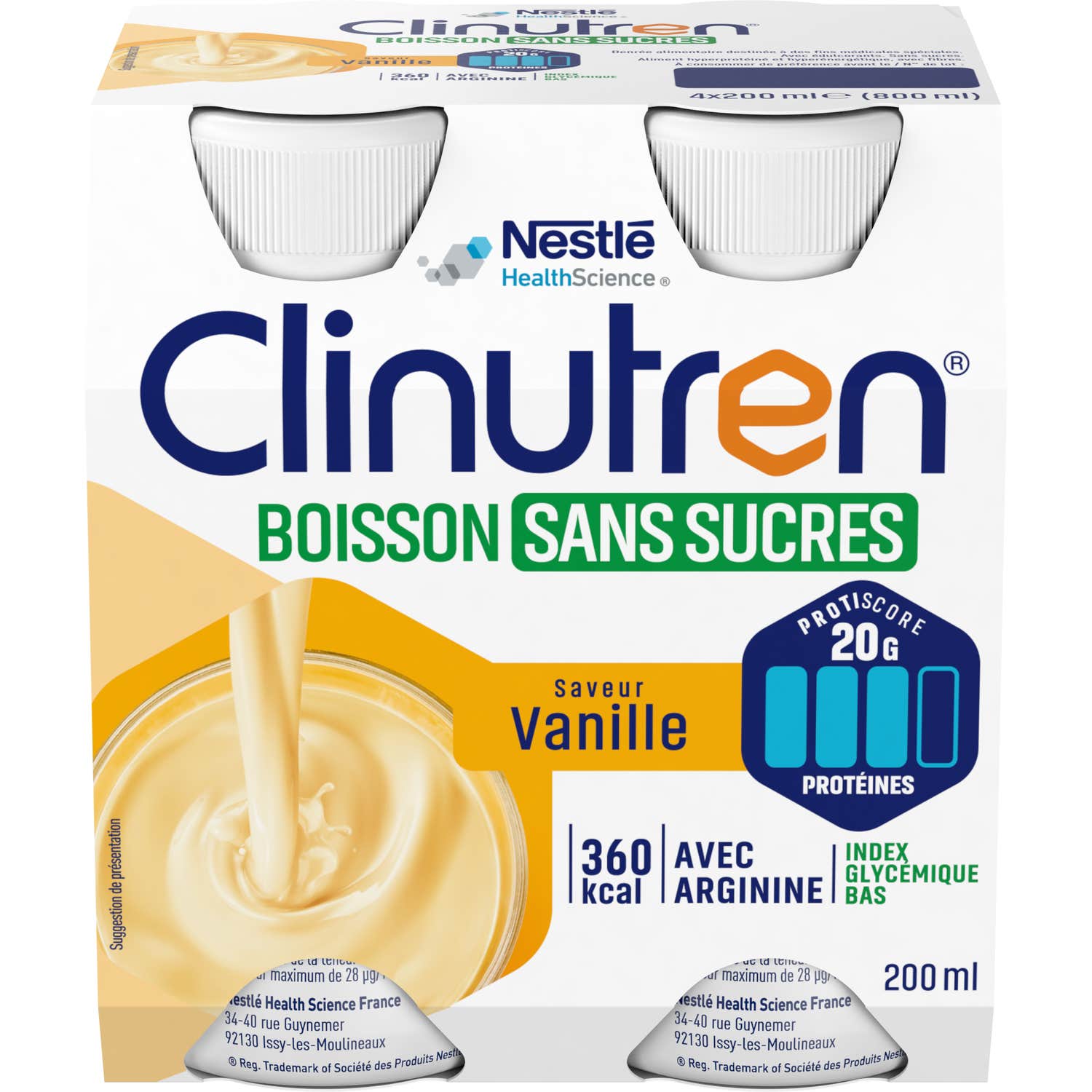 Clinutren Boisson Sans Sucres Vanille 4x200ml