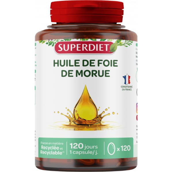 Superdiet Huile de Foie de Morue 120 Capsules