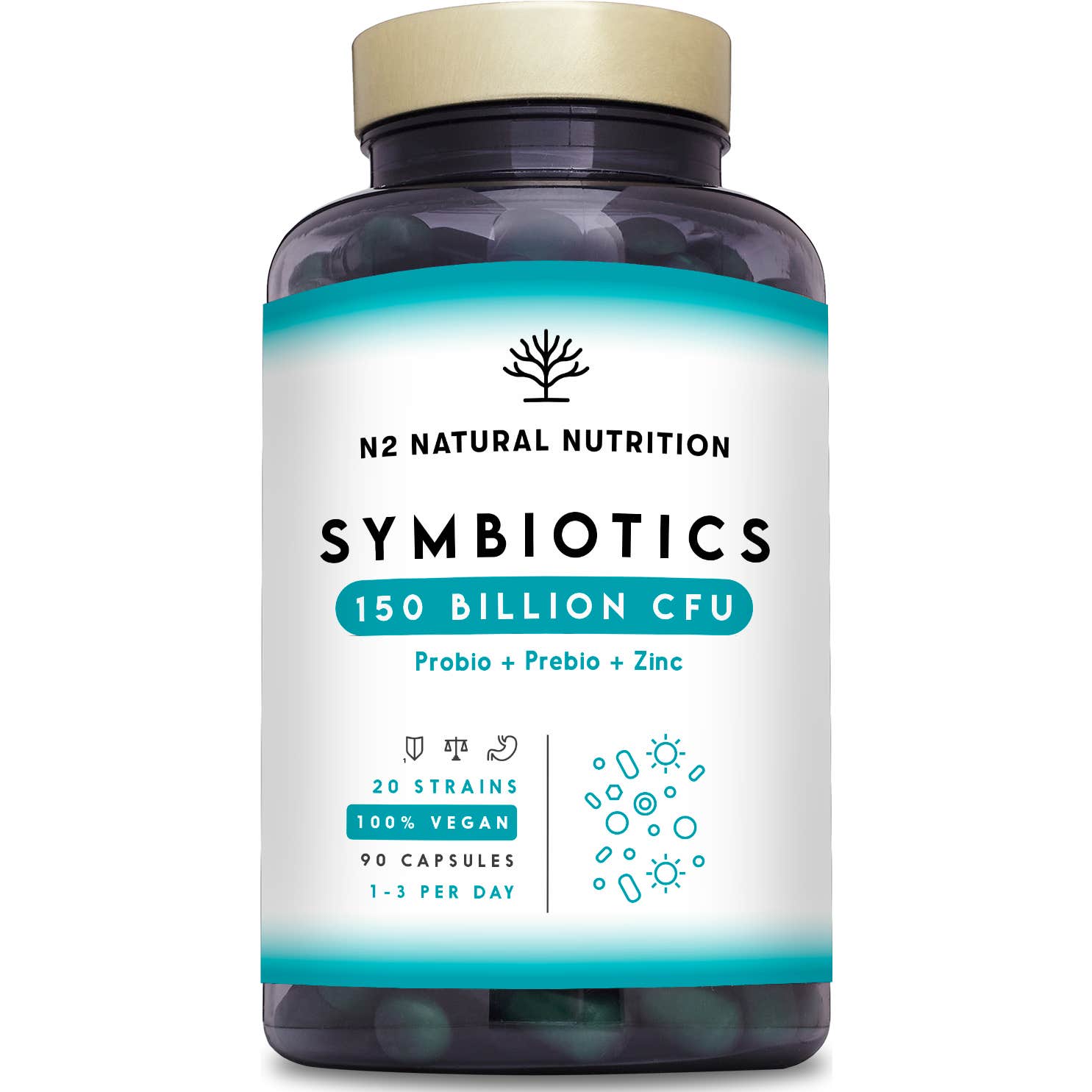 N2 Natural Nutrition Probiotique Symbiotics 150 90 Gélules