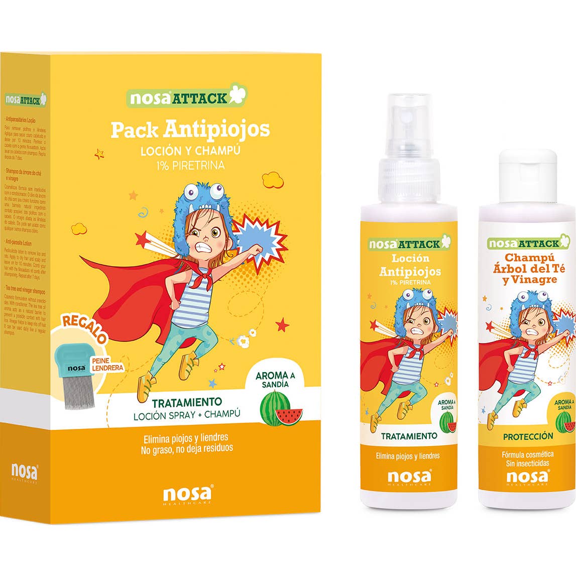 Pack Nosa Lotion anti-poux + Shampooing + Peigne