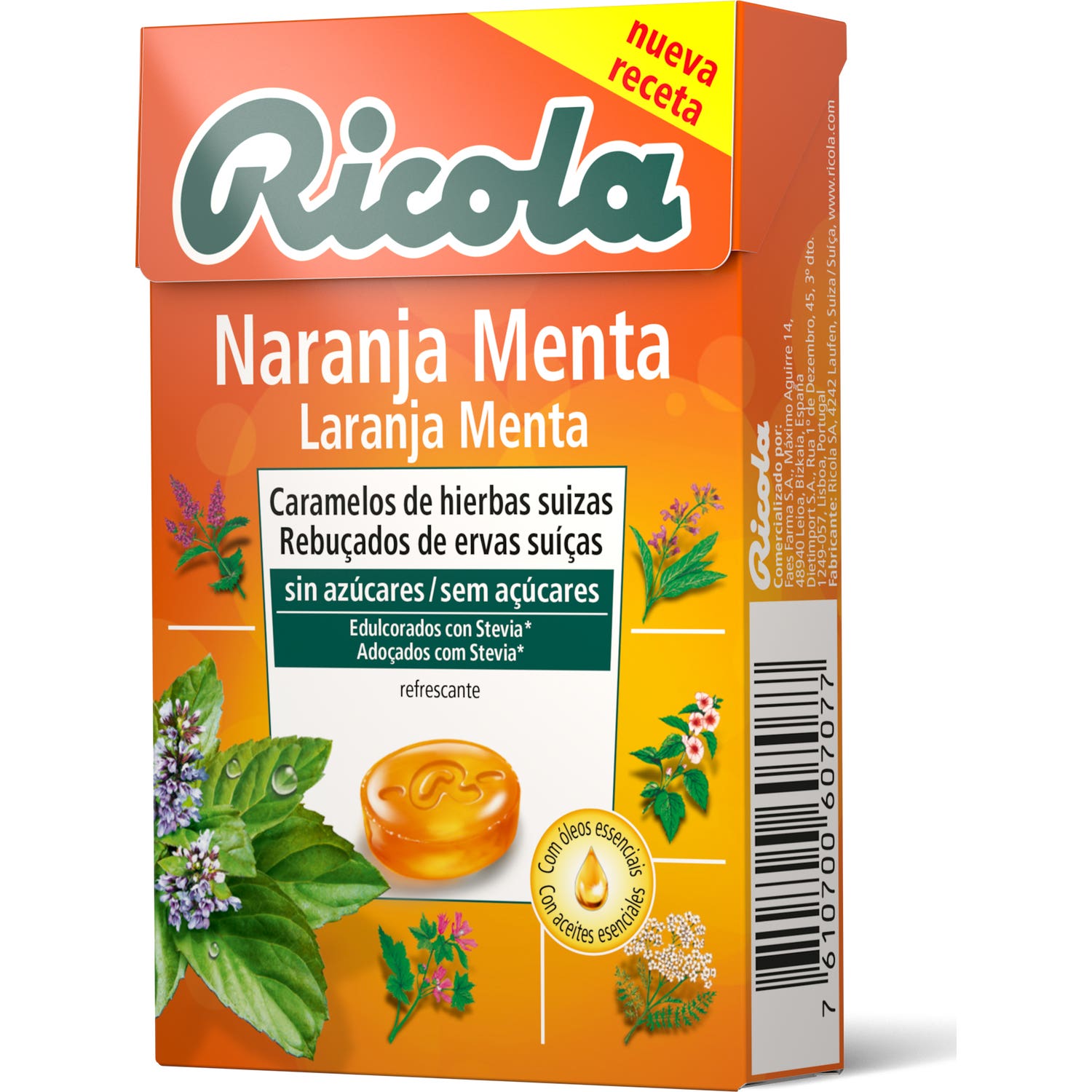 Ricola bonbons sans sucre à la menthe et à l'orange 50g