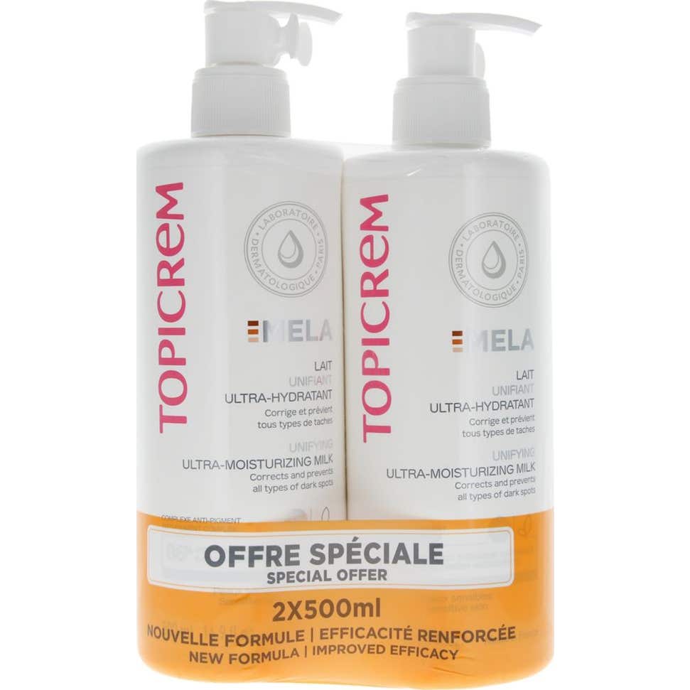 Topicrem Mela Lait Unifiant Ultra-Hydratant 2x500ml