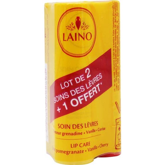 Laino Trio Stick à Lèvres Grenade Vanille Cerise 3x4g