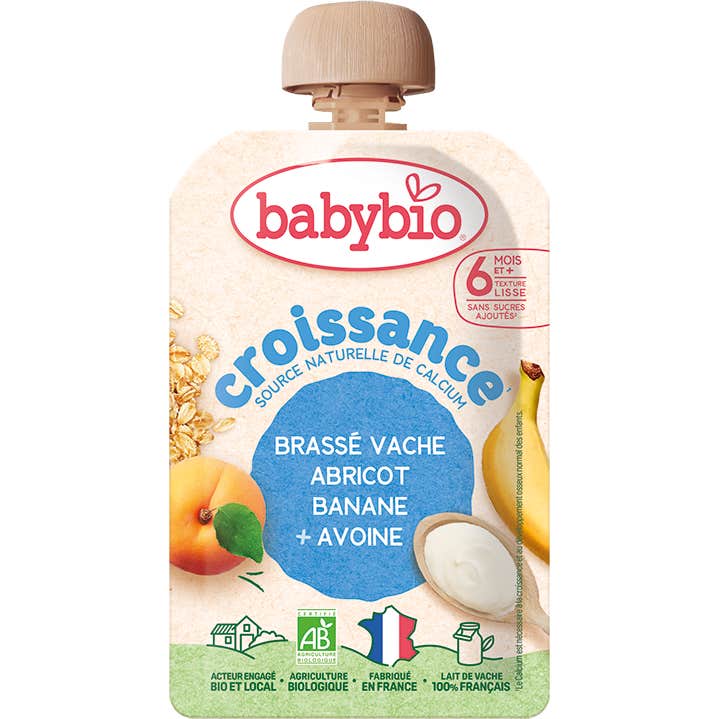 BabyBio Croissance Brassé Vache Abricot Banane Avoine +6M 100 g