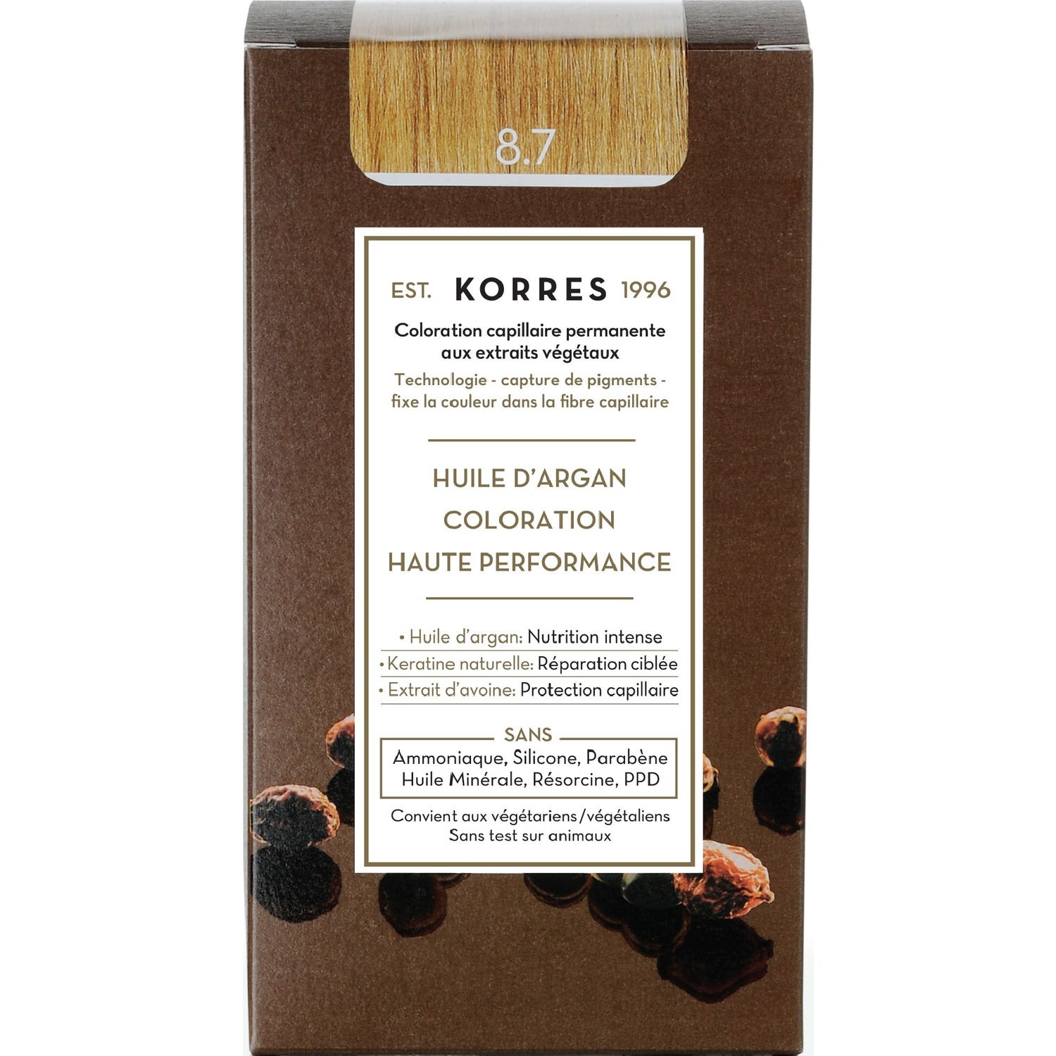 Korres Huile d'Argan Coloration 8.7 Blond Clair Marron 50ml