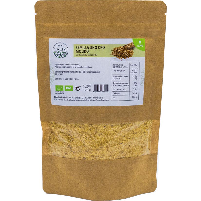Eco-Salim Bio Vegan Graines de lin moulues or 175g