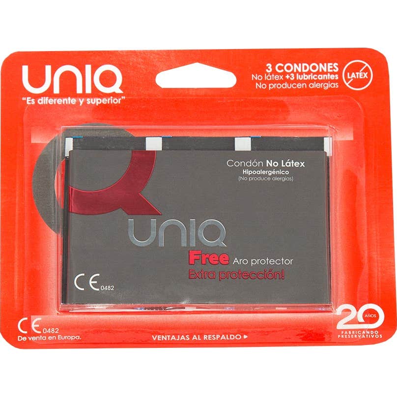 Uniq Free Latex Free Condom Anneau de protection 3 pièces
