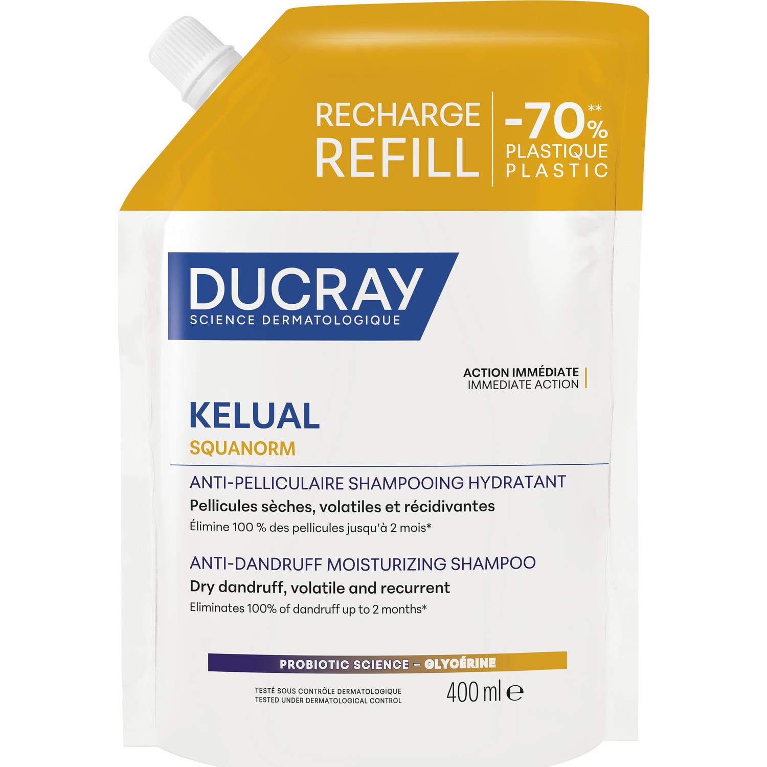 Ducray Kelual Squanorm Anti Pelliculaire Shampooing Hydratant Recharge 400 ml