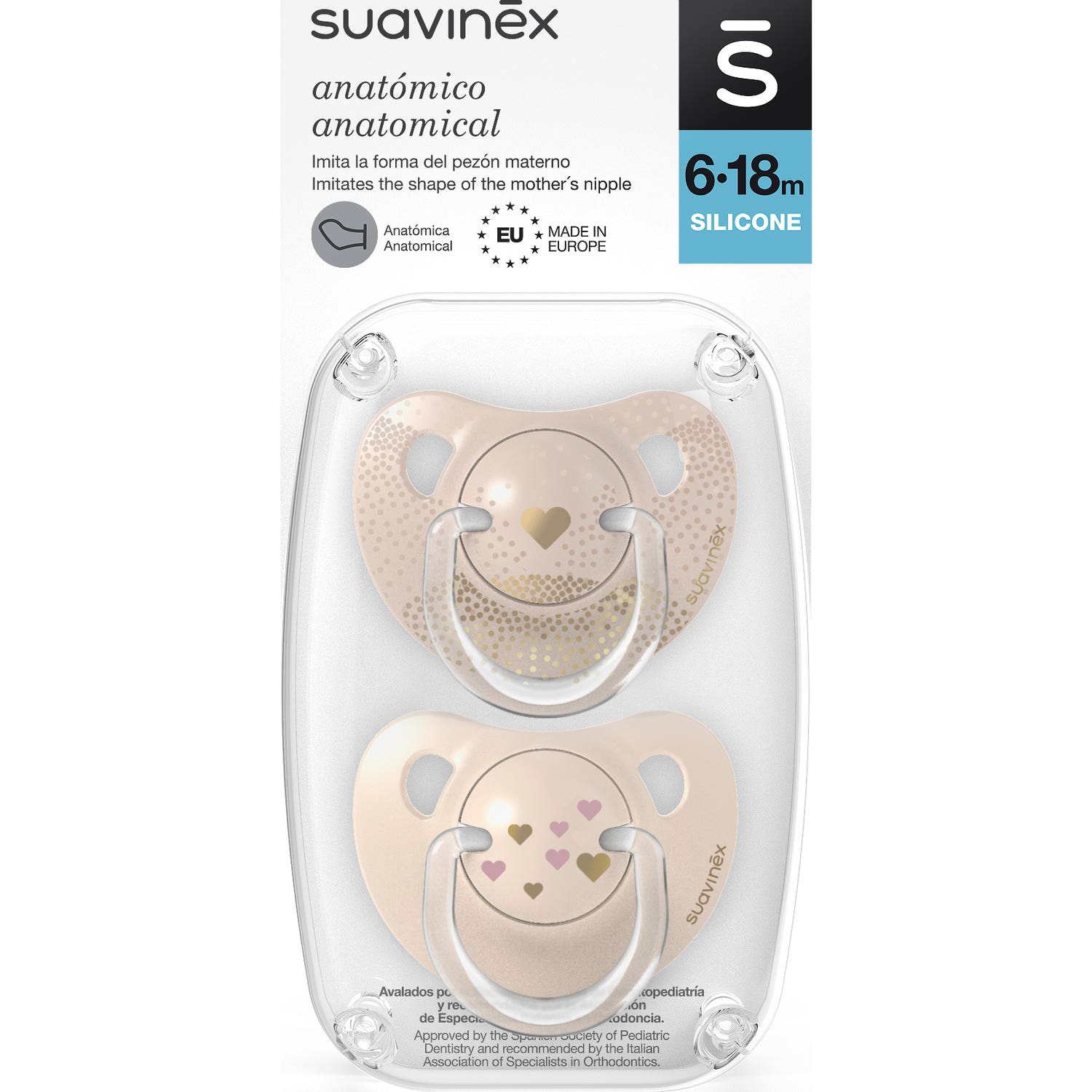 Suavinex Sucette The New Classic Anatomique Silicone 6-18m 2 Unités