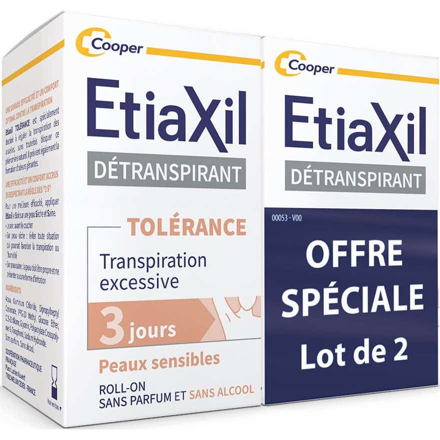 Etiaxil Détranspirant Tolérance Peaux Sensibles Roll-On 2x15ml