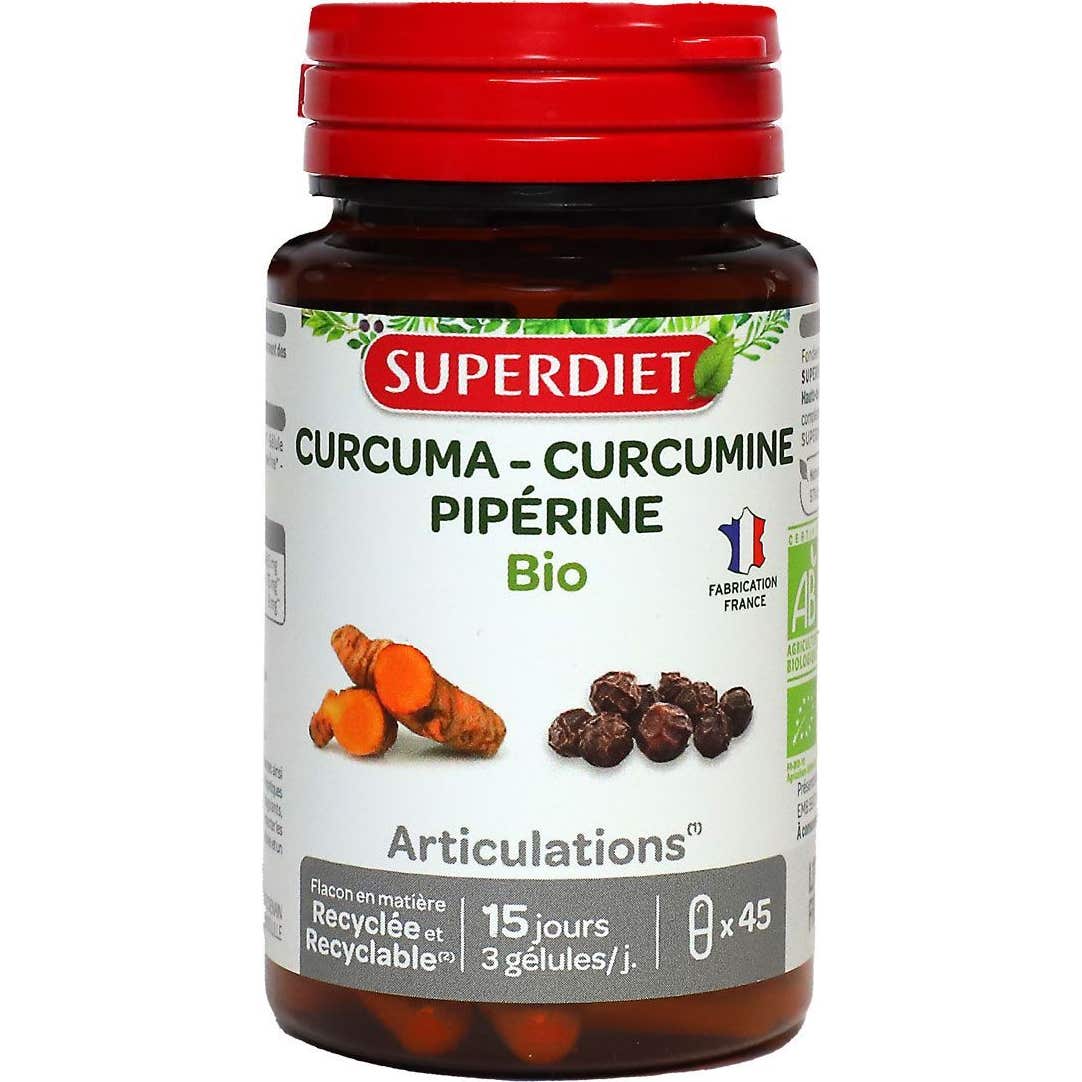 Superdiet Curcuma Curcumine Pipérine Bio 45 Gélules