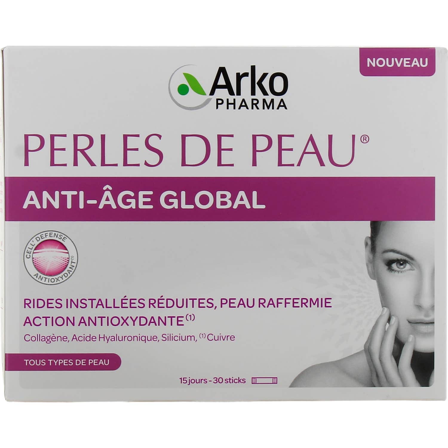 Arkopharma Perles de Peau Anti-Âge Global 30 Sticks