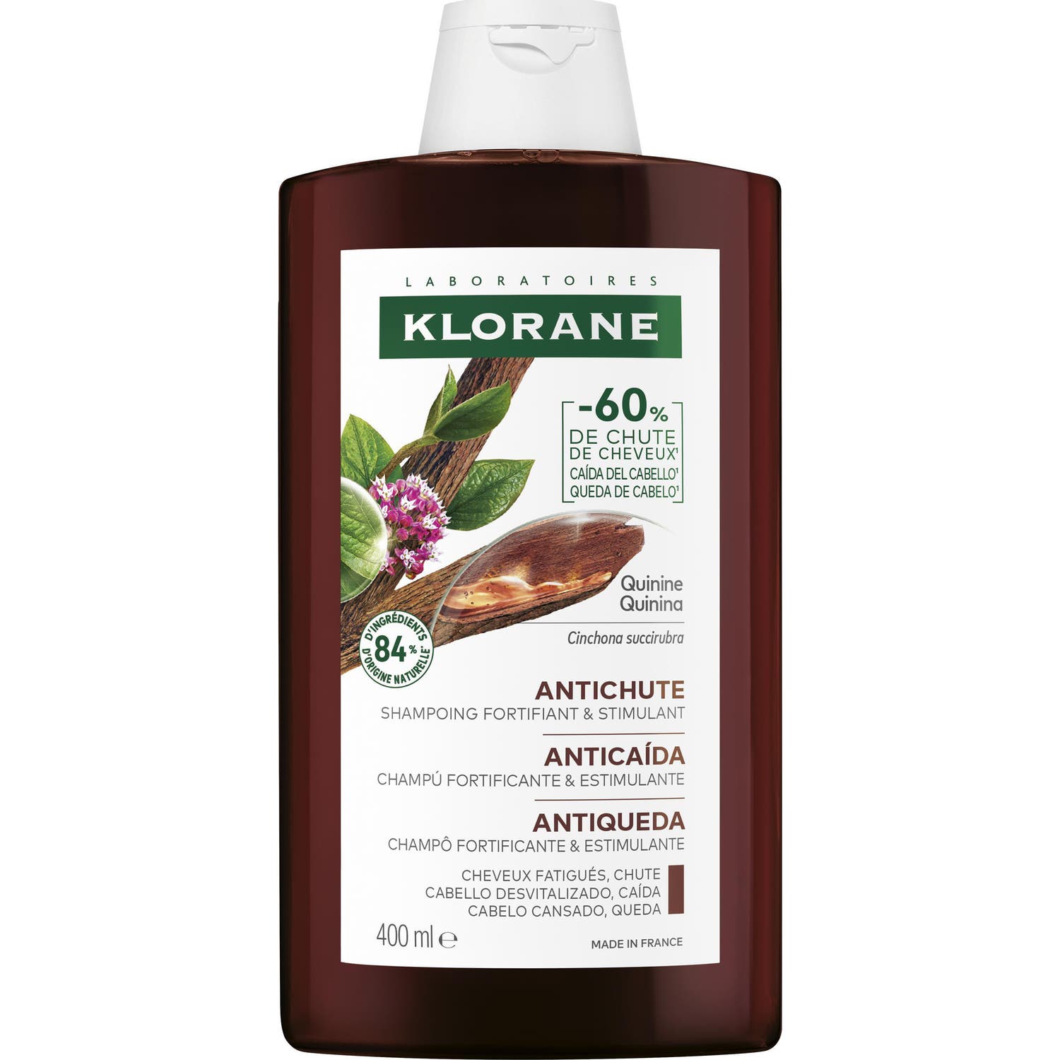 Klorane Shampoing Antichute à la Quinine Fortifiant et Stimulant 400ml