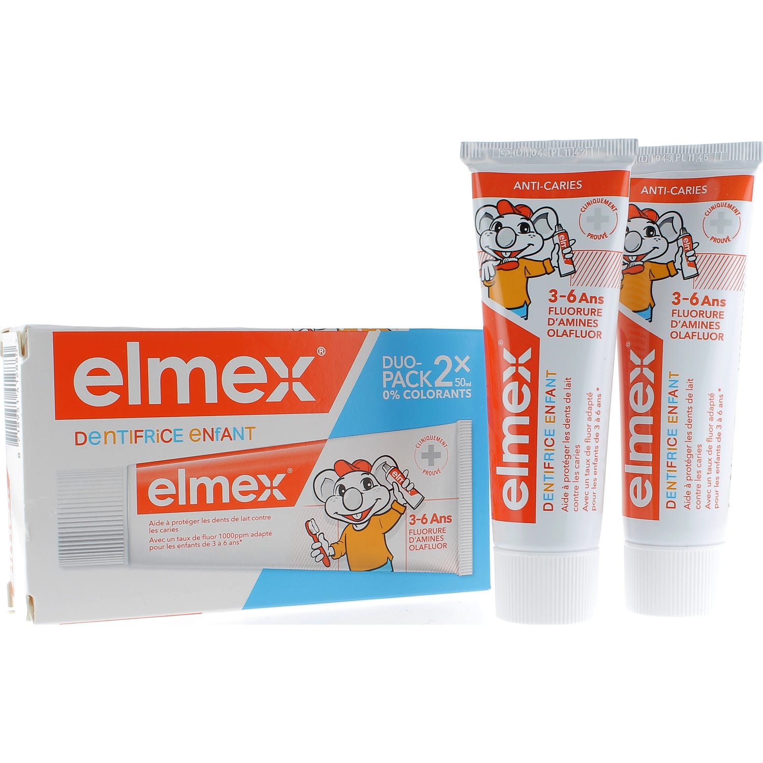Elmex Kit Dentifrice Anti Caries Bébé 3-6 Ans 2x50ml