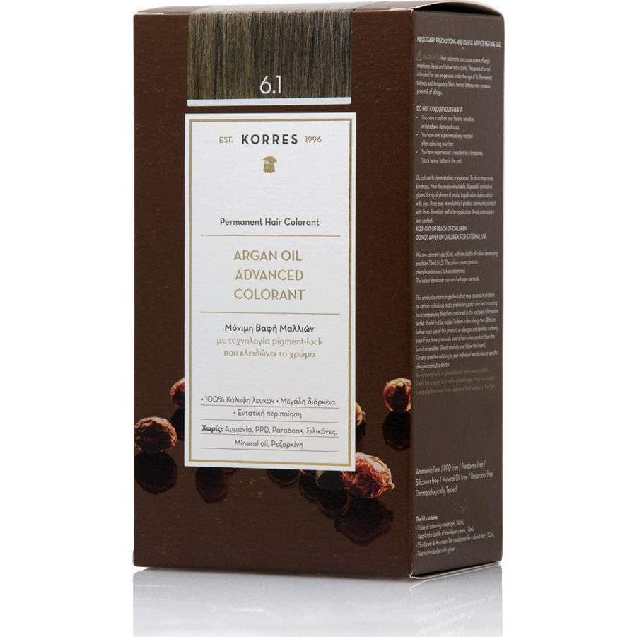 Korres Coloration Permanente Huile D'Argan Blond Foncé Cendré 6.1