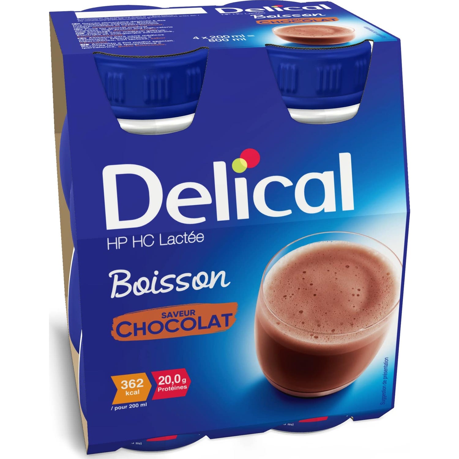 Delical HP HC Lactée Boisson Chocolat 4x200ml