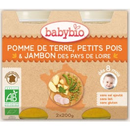 Babybio Petits Pots Menu Légumes & Jambon Bio dès 8 mois 2 x 200 g