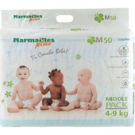 Marmailles Plus Couches Bébé Taille M (4-9kg) 50 couches