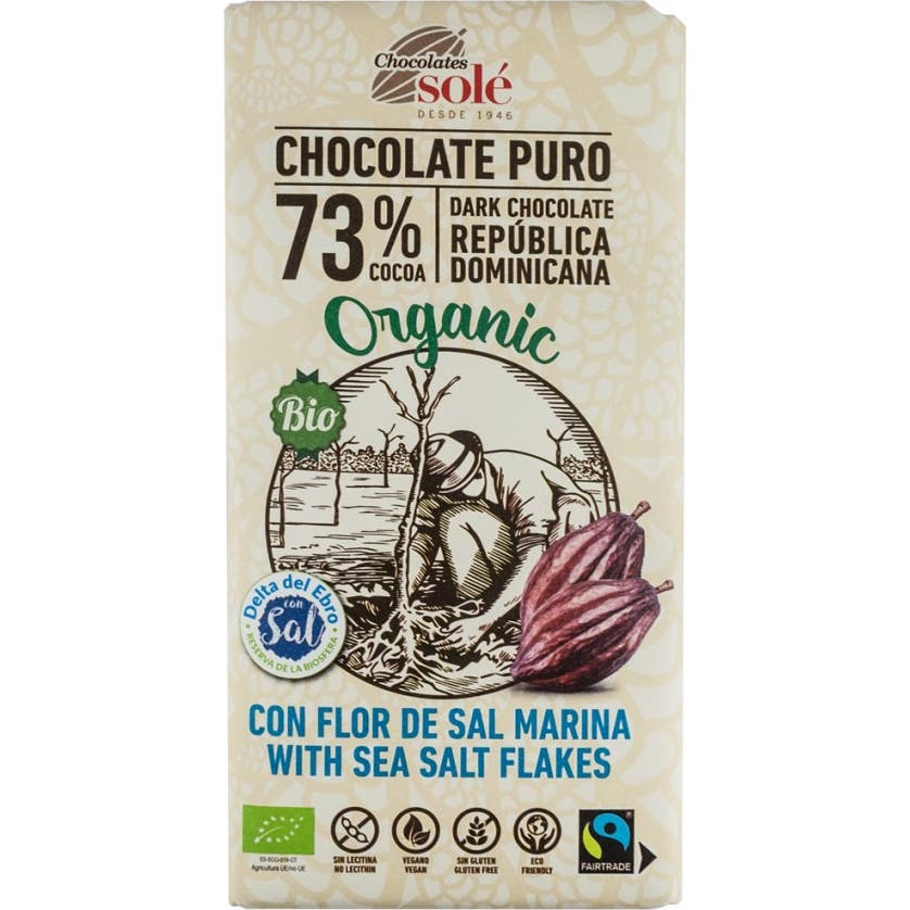 Chocolates Solé Chocolate Puro Negro 73% Cocoa Bio 100g