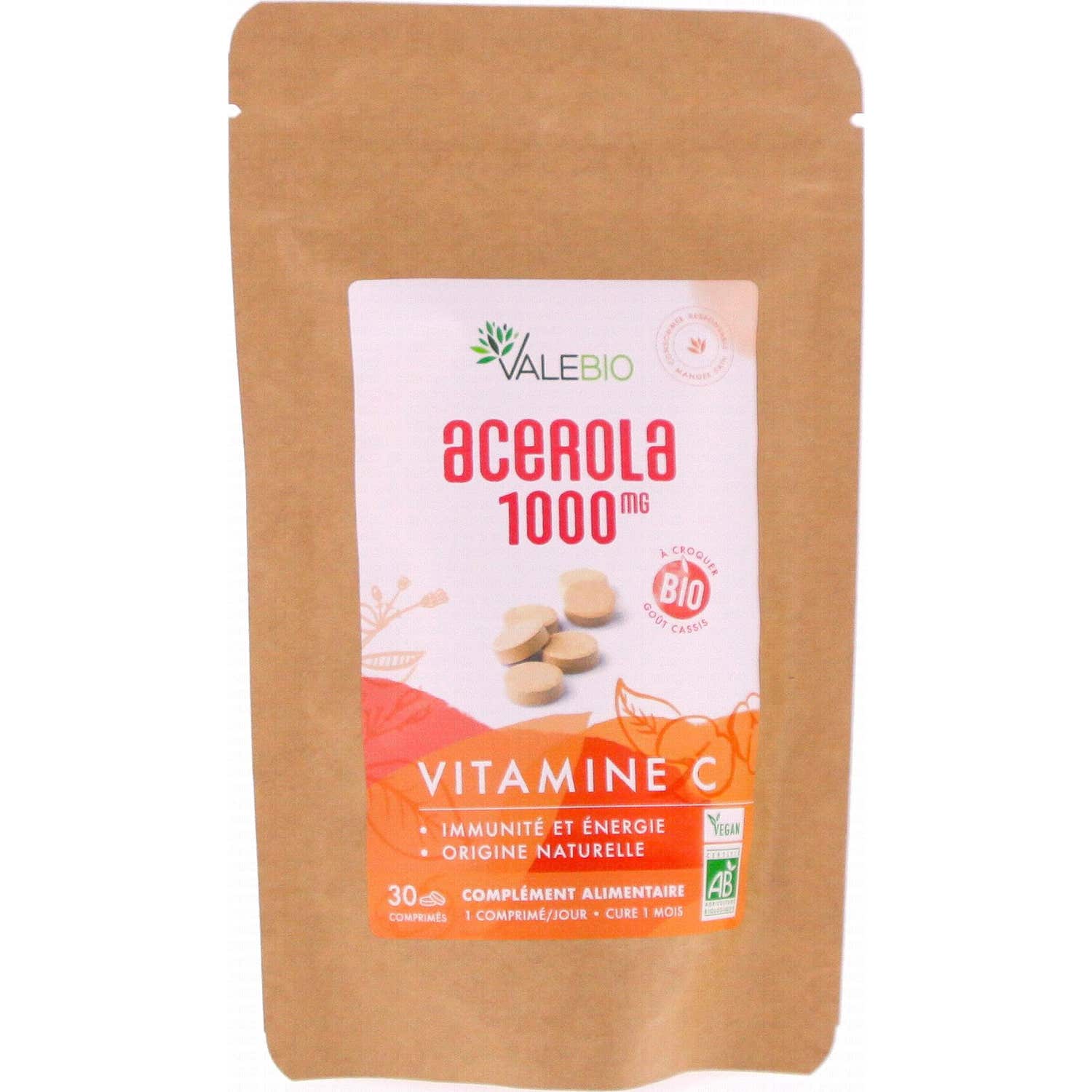 Valebio Acérola 1000mg Vitamine C 30 Comprimés