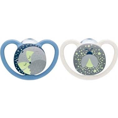 Nuk Pack Silicona Chupete Space Night 18-36m Niño 2uds