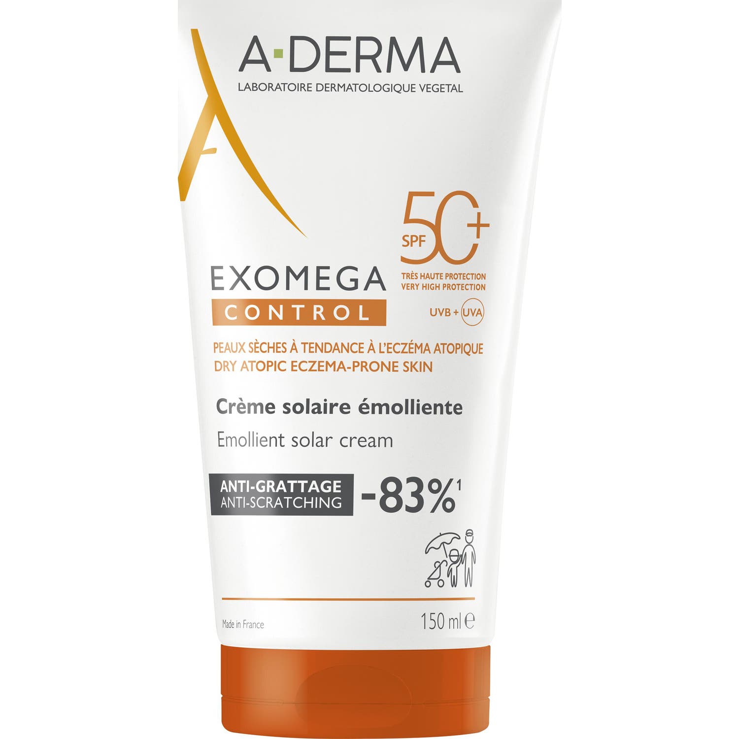 A-Derma Exomega Control Crème Solaire Émolliente SPF50+ 150ml