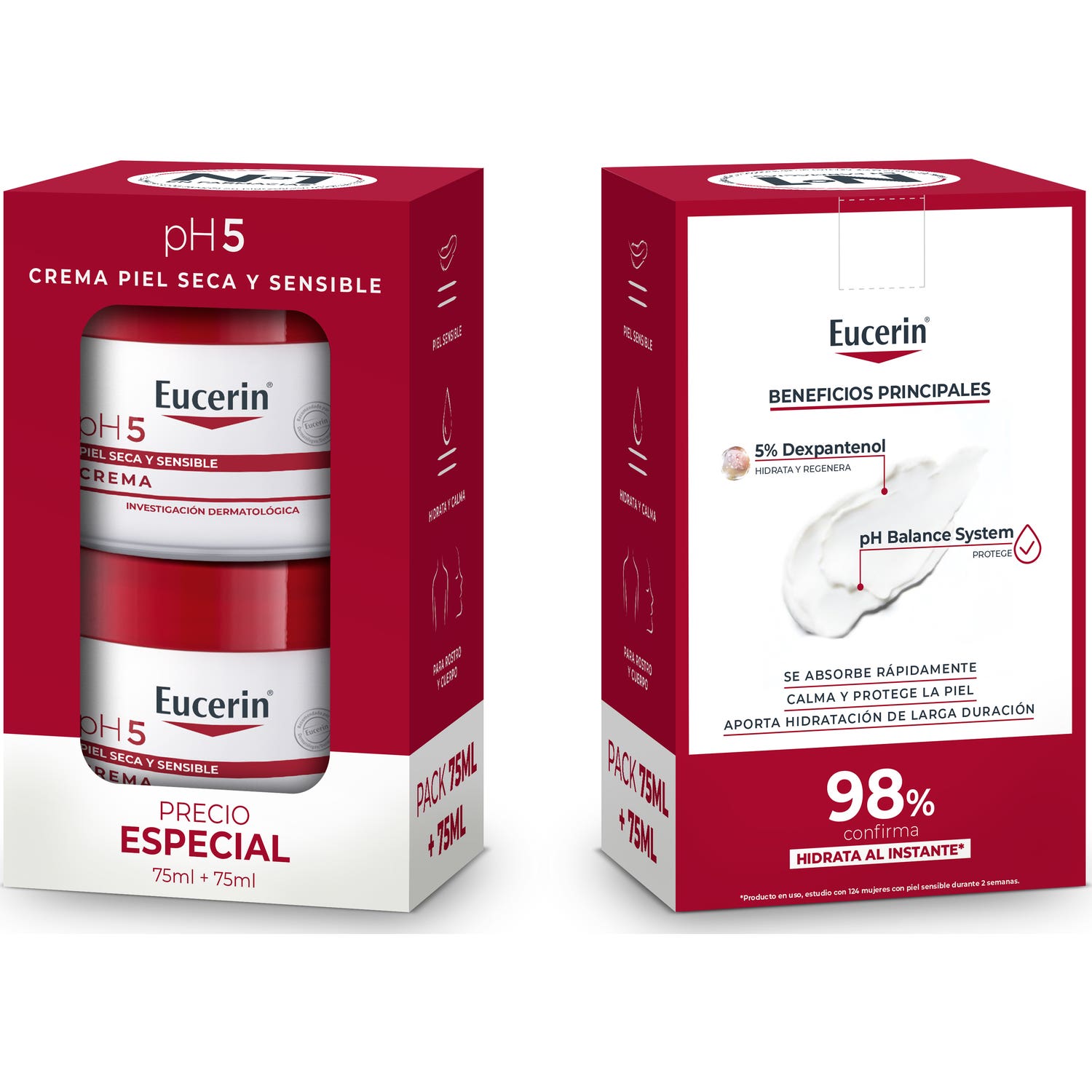 Eucerin Pack Crème pH5 Peaux Sèches Et Sensibles 2x75ml