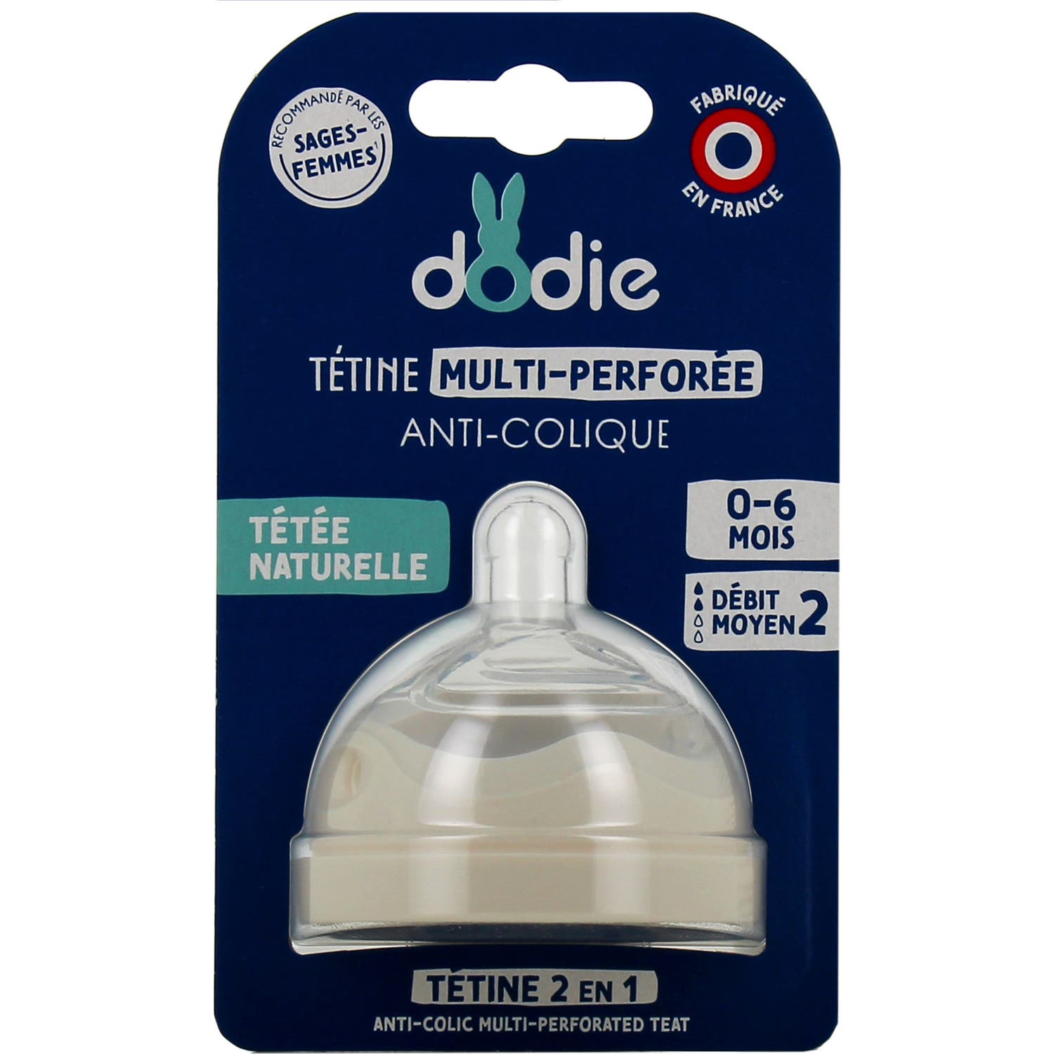 Dodie Tétine Multi-Perforée Anti-Colique Débit 2 0-6M 1 Unité