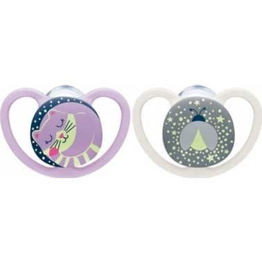Nuk Silicone Sucettes Space Nuit 0-6M Fille 2uts