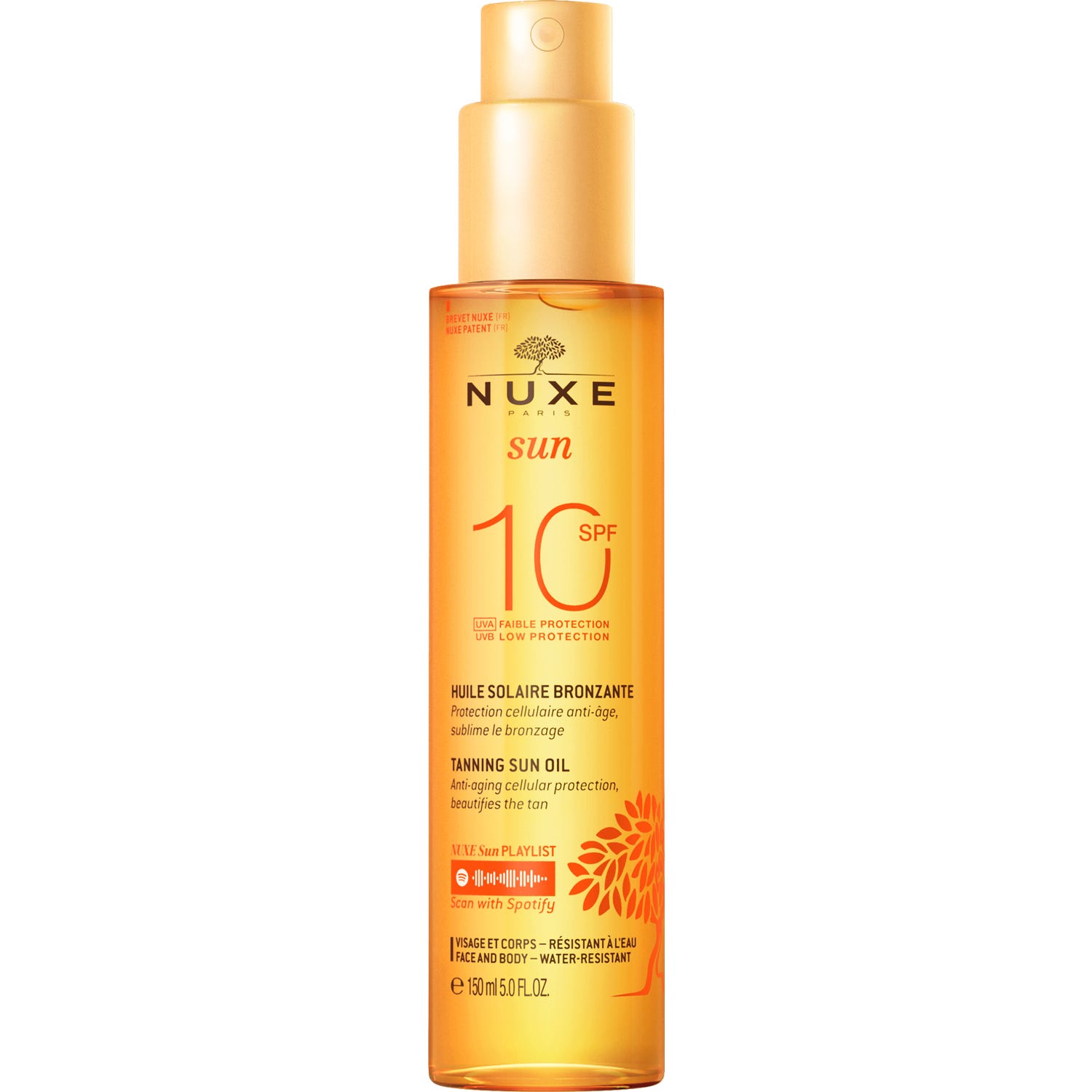 Nuxe Sun Huile Bronzante Faible Protection SPF10 150ml
