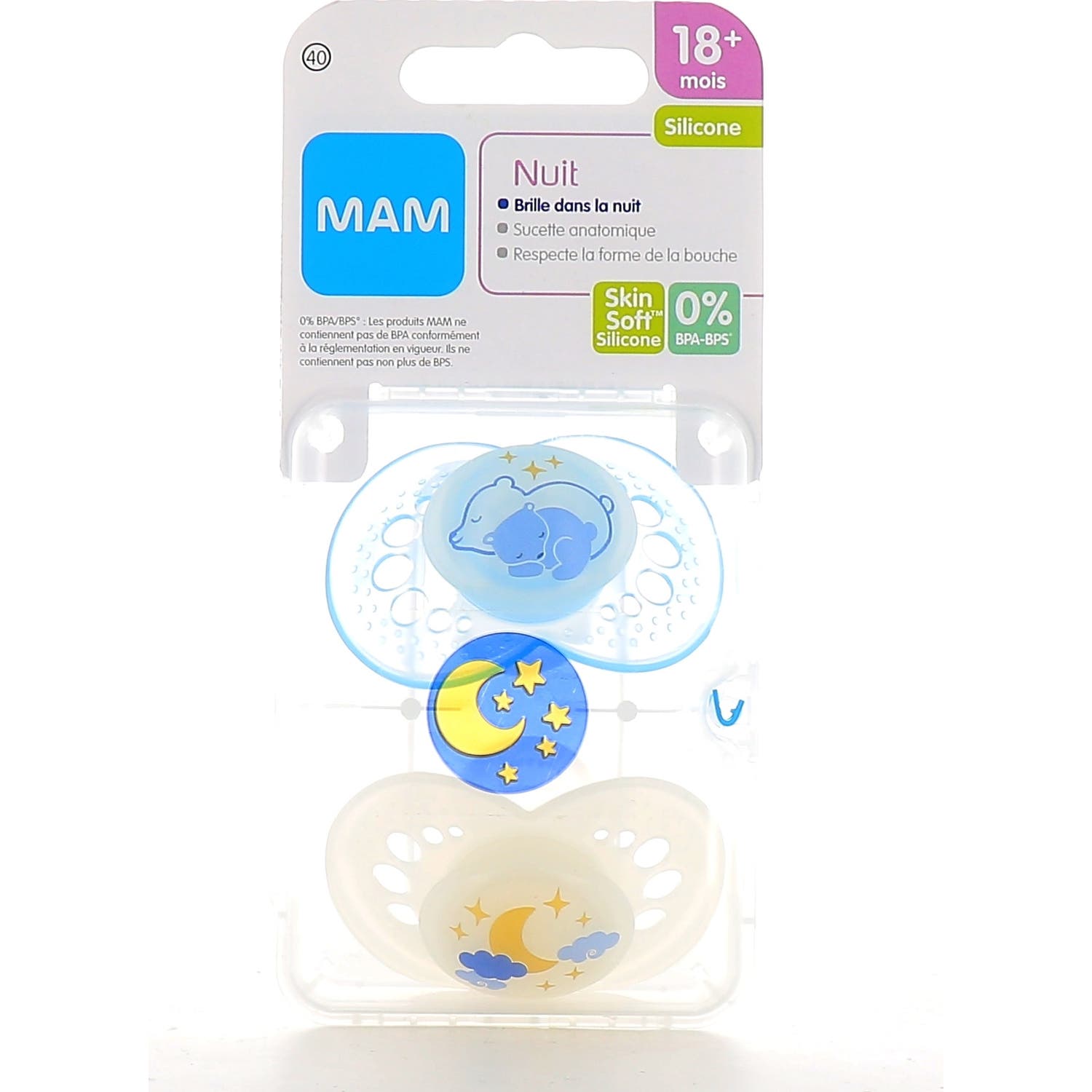 Mam Original Nuit Sucette Silicone 18M+ 2 Unités