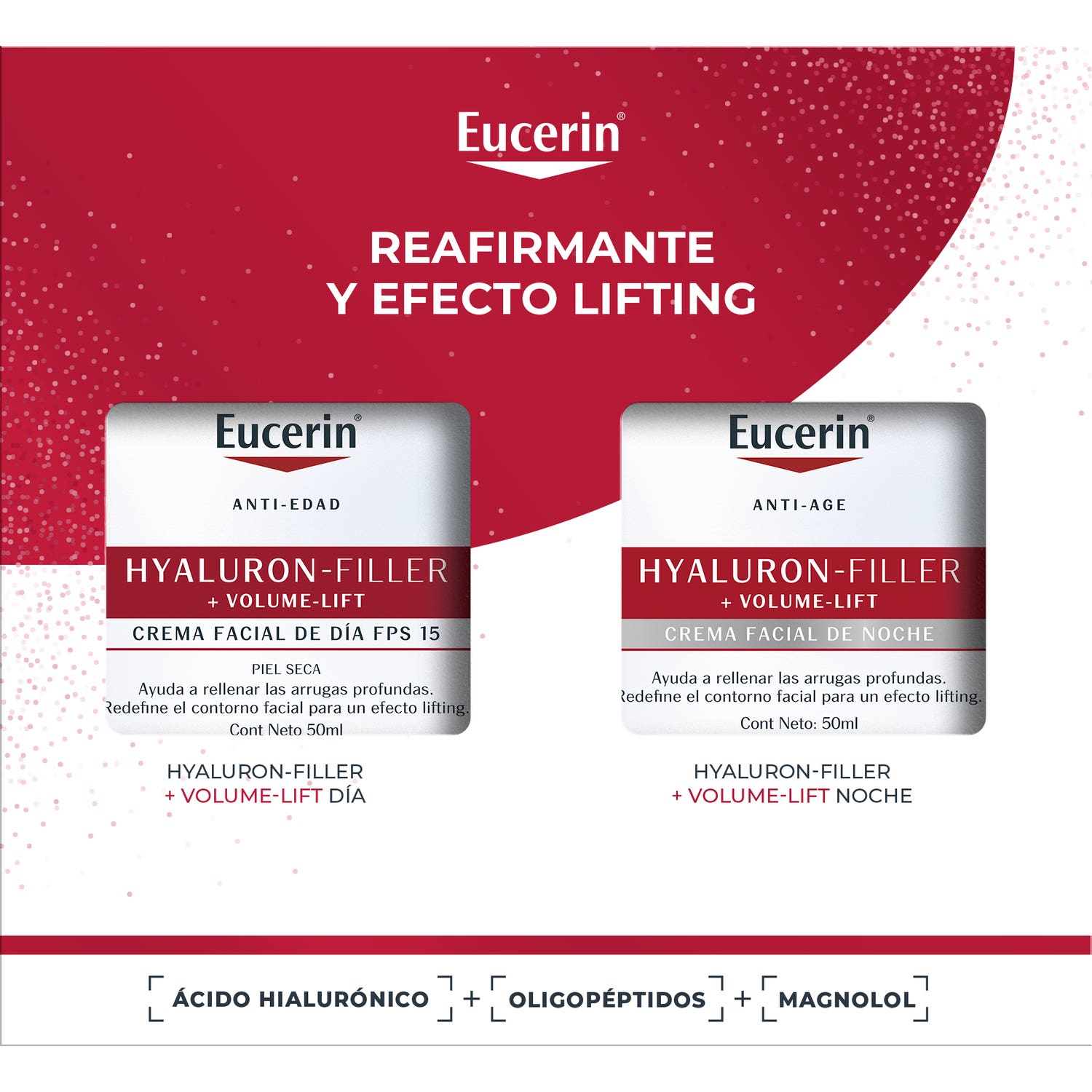Eucerin Coffret Anti-Âge Hyaluron-Filler + Volume-Lift Crème De Jour SPF15 50ml + Crème De Nuit 50ml