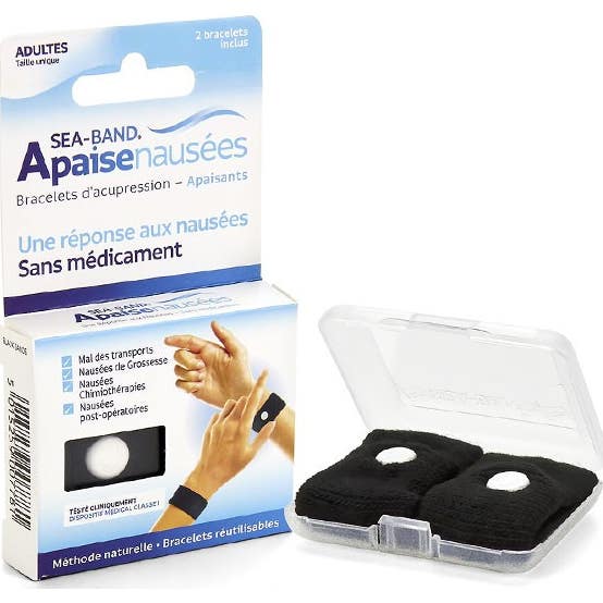 Sea Band Apaise Nausées Bracelet Antinausées Adulte Noir 2 unités