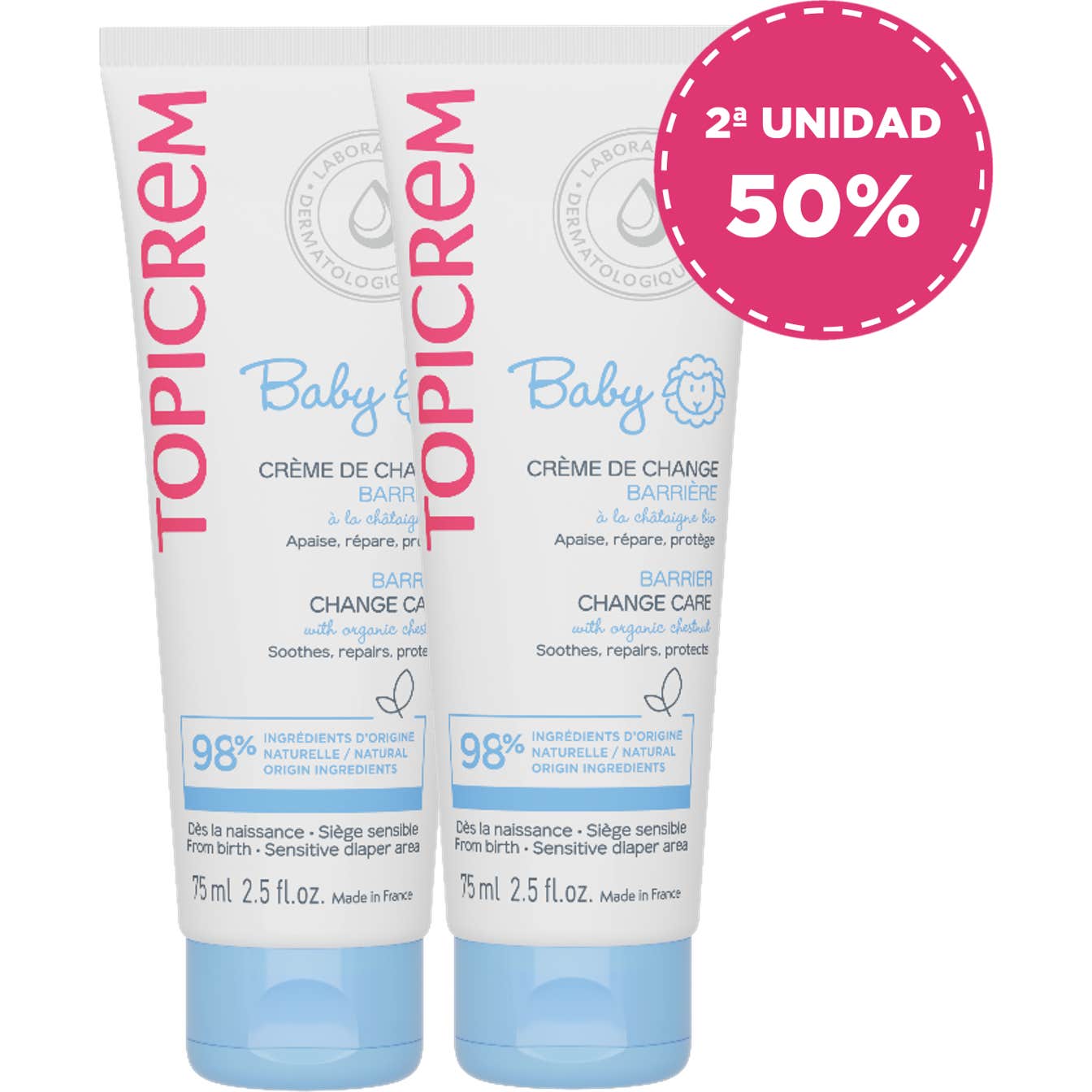 Topicrem Baby Crème Change Couche Action Barrière Pack 2x75ml