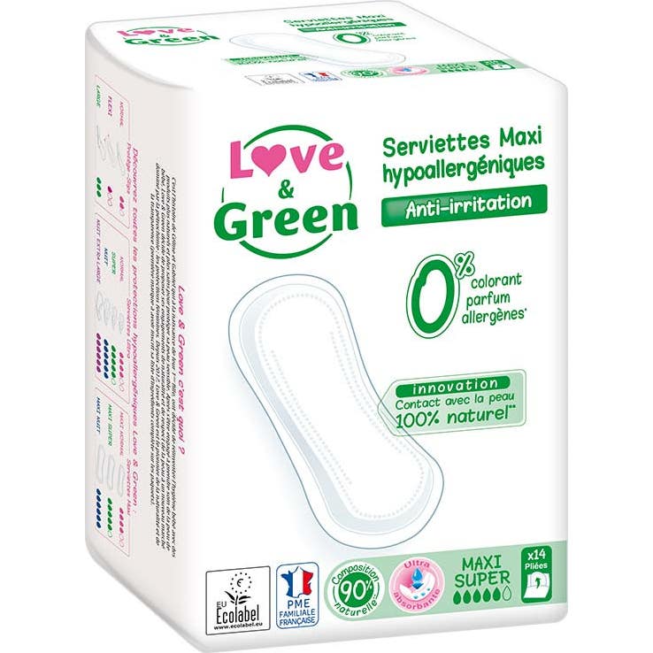 Love & Green Toallitas Hipoalergenicas Maxi Super 14uds
