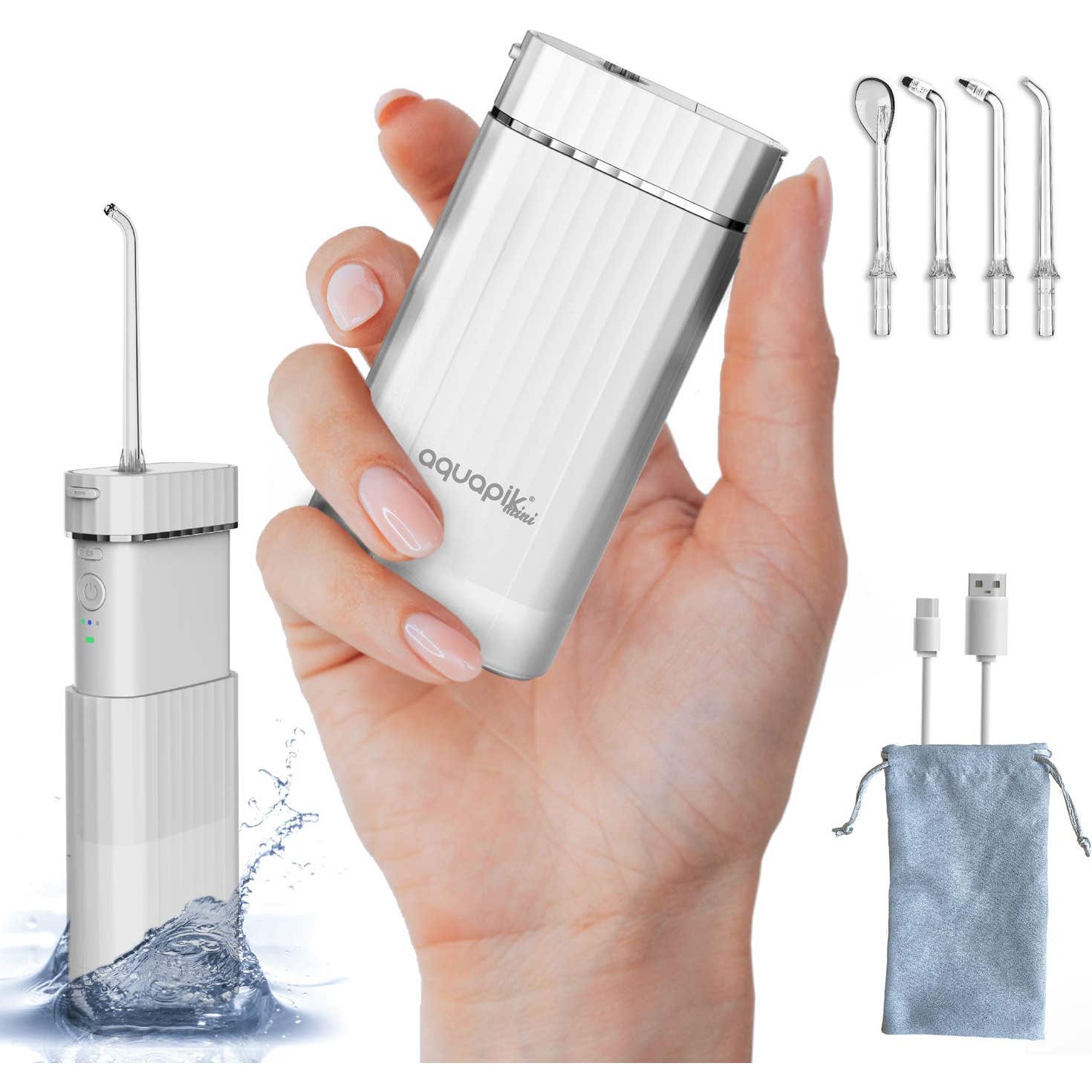 AquaPik Mini Irrigateur Buccal Portable Réservoir Rétractable