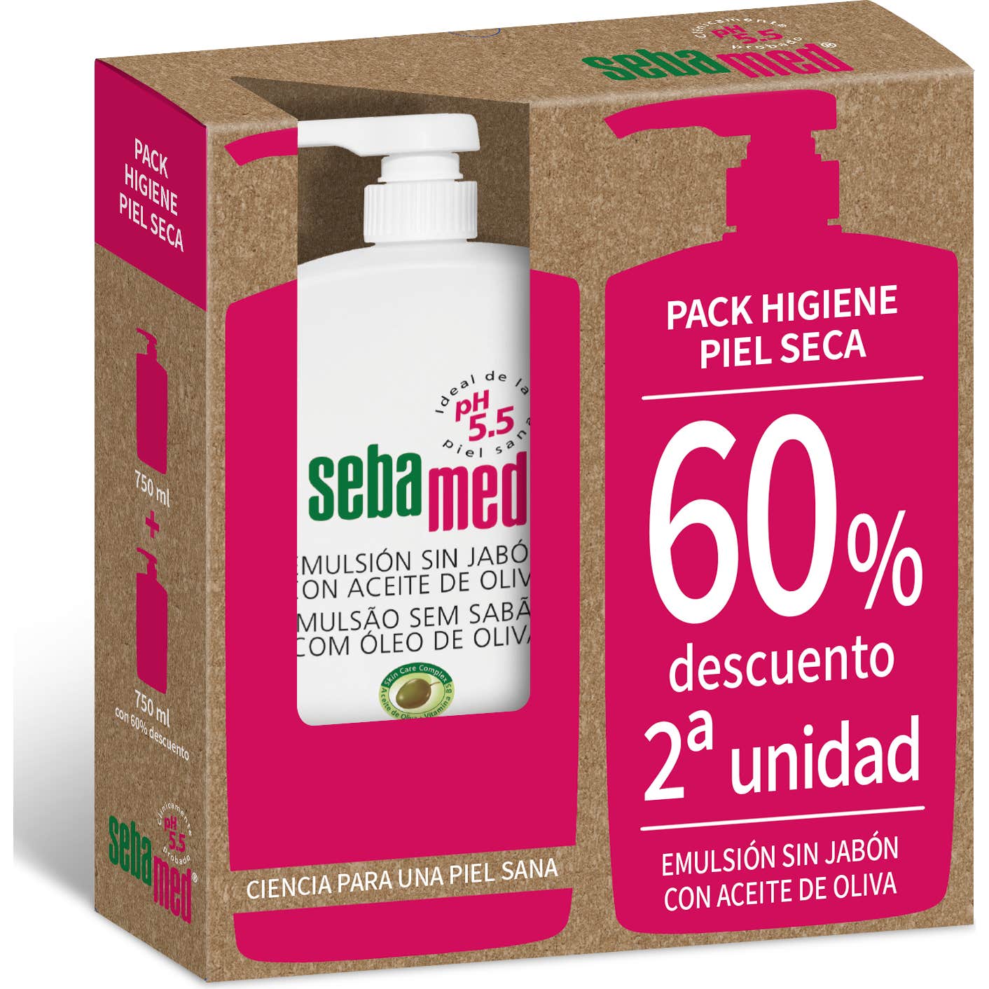Sebamed Emulsión sin Jabón Gel de Baño con Aceite de Oliva 2x750 ml