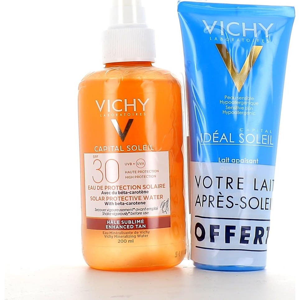 Vichy Idéal Soleil Eau de Protection Solaire Hâle Sublimé SPF30 + Lait Apaisant Après-Soleil