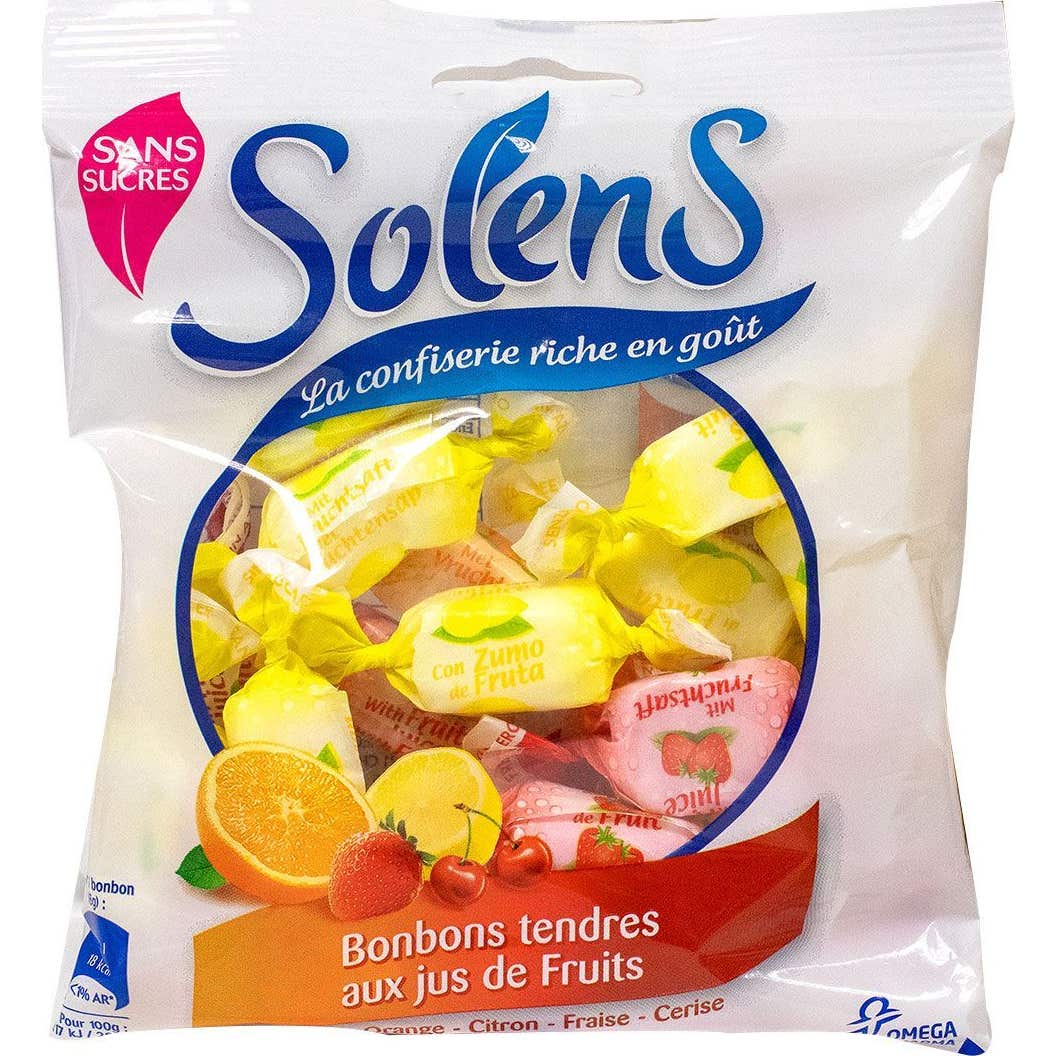 Solens Bonbons Tendres Aux Jus De Fruits Sans Sucre 100g