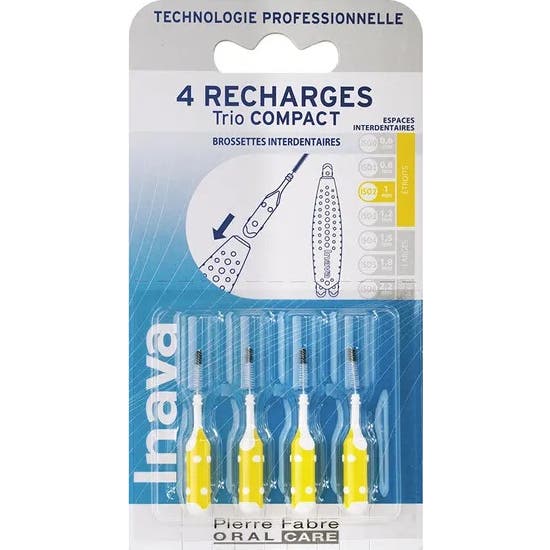 Inava Trio Compact Recharge Brossette Interdent Jaune 1Mm 4 Unités
