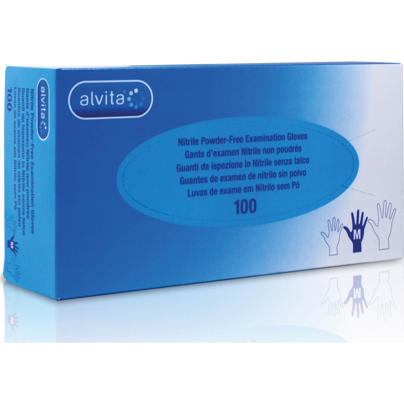 Alvita guantes de exámen nitrilo sin polvo nuevos nuevos T-M 100uds