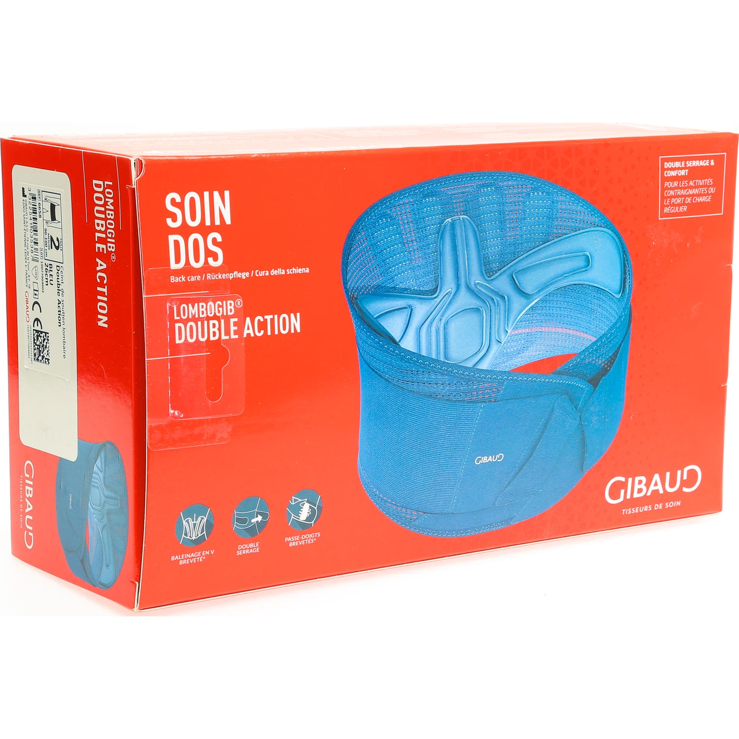 Gibaud Lombogib Double Action Bleue Taille 2 Hauteur 26cm