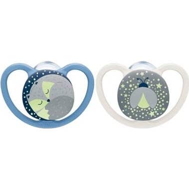 Nuk Silicone Sucettes Space Nuit 6-18M Garc 2uts