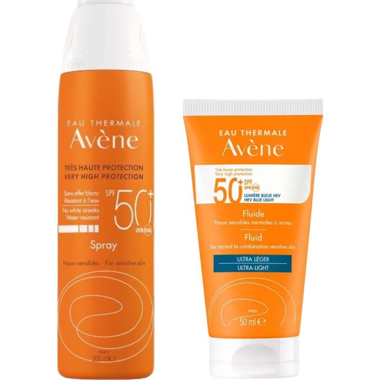 Avène Pack Spray Solaire SPF50+ Peaux Sensibles 200ml + Fluide Ultra Léger SPF50+ 50ml