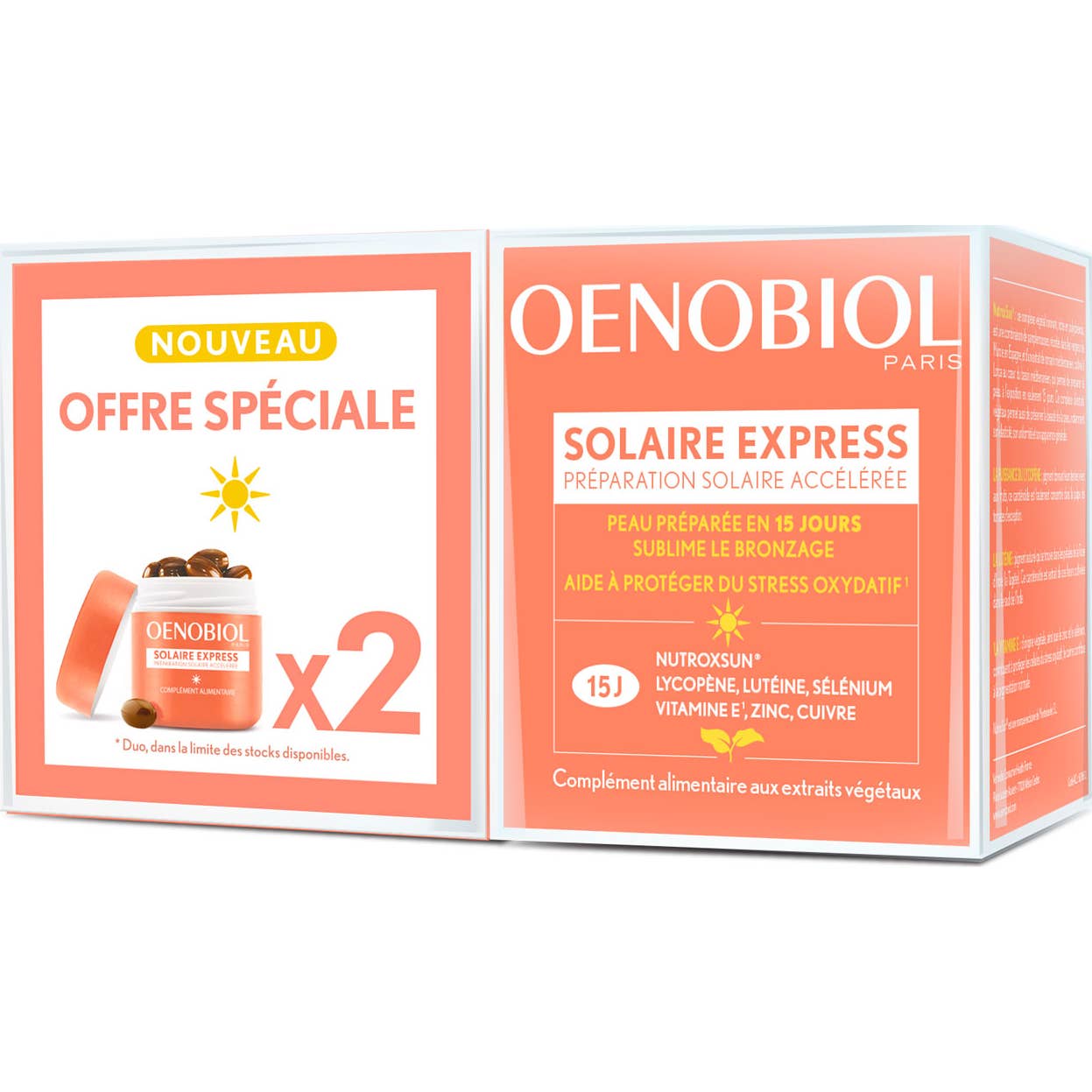 Oenobiol Solaire Express Pack 2x15 Capsules