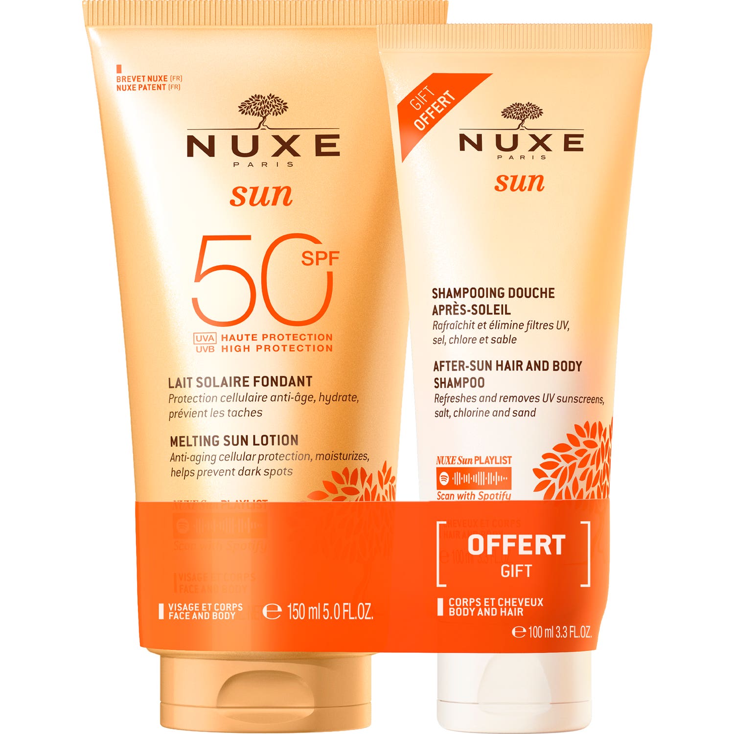 Nuxe Sun Lait Solaire Fondant SPF50 150ml + Shampooing Douche Après-Soleil 100ml