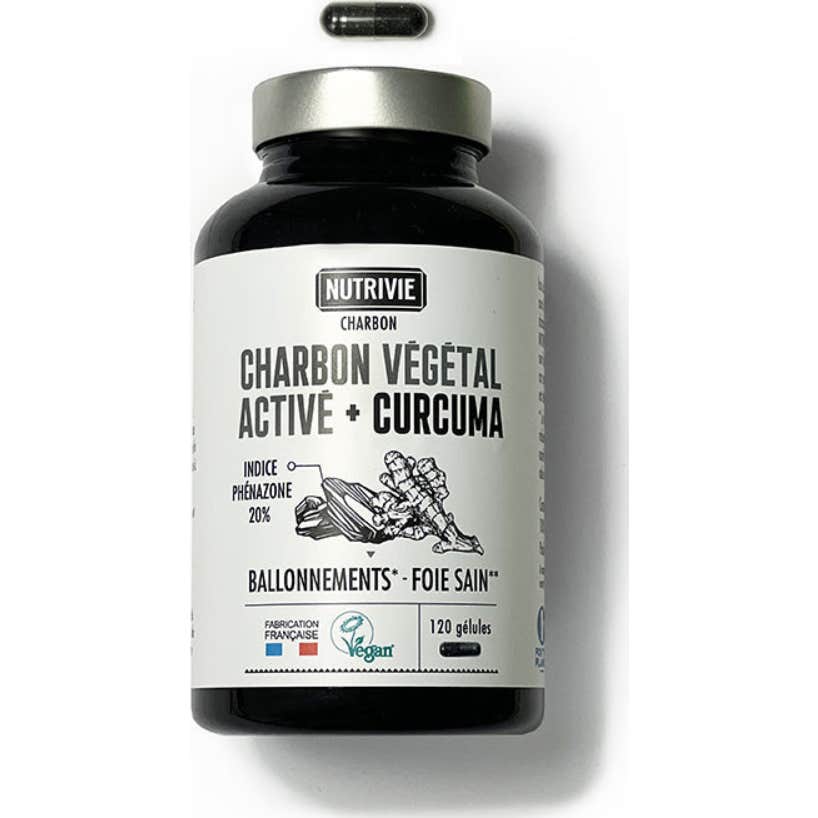Nutrivie Charbon Végétal Activé Curcuma 120 Gélules