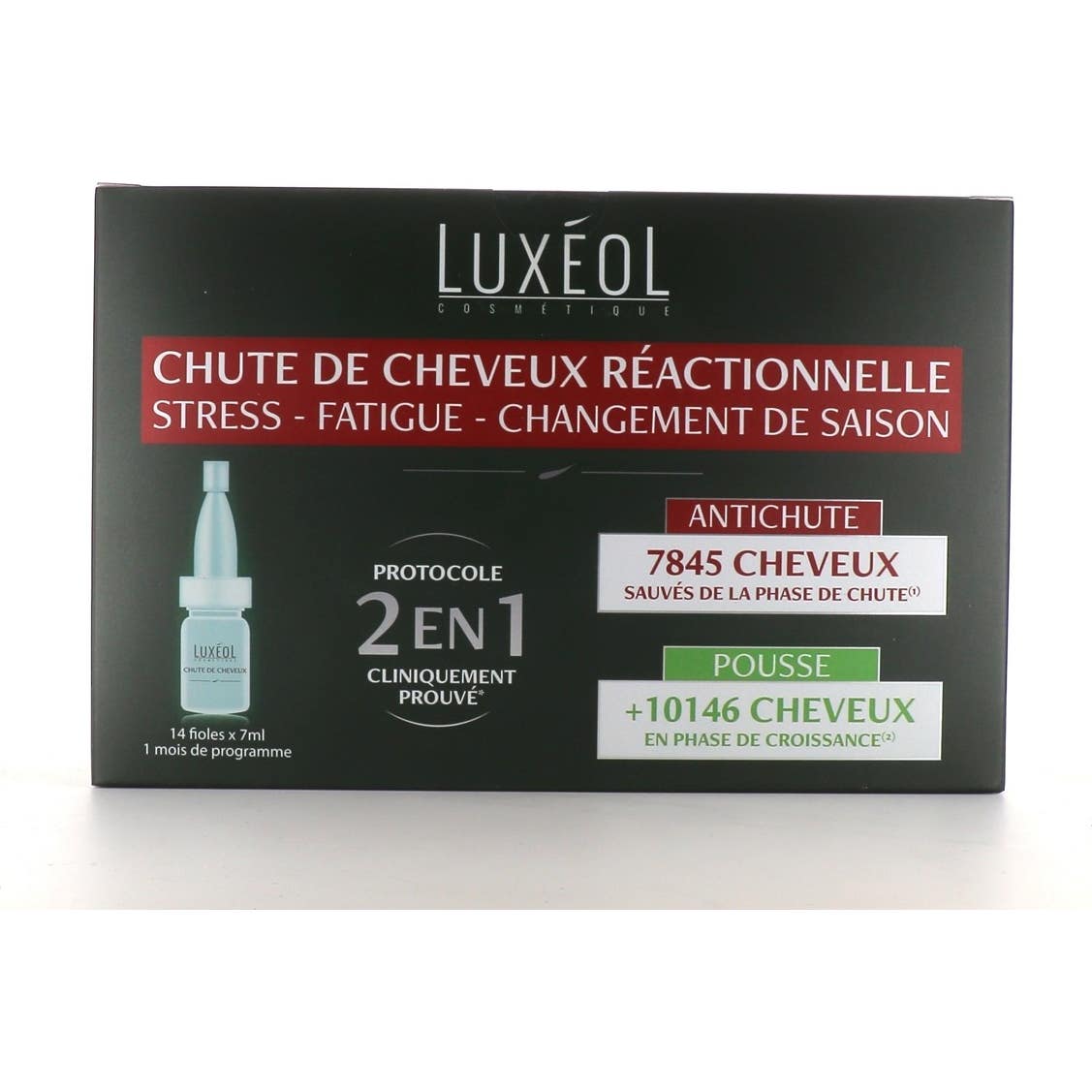 Luxéol Chute de Cheveux Réactionnelle Protocole 2en1 14 Fioles