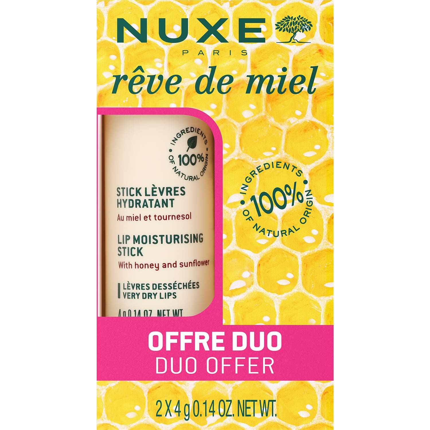 Nuxe Rêve De Miel Stick Lèvres Hydratant 2x4g