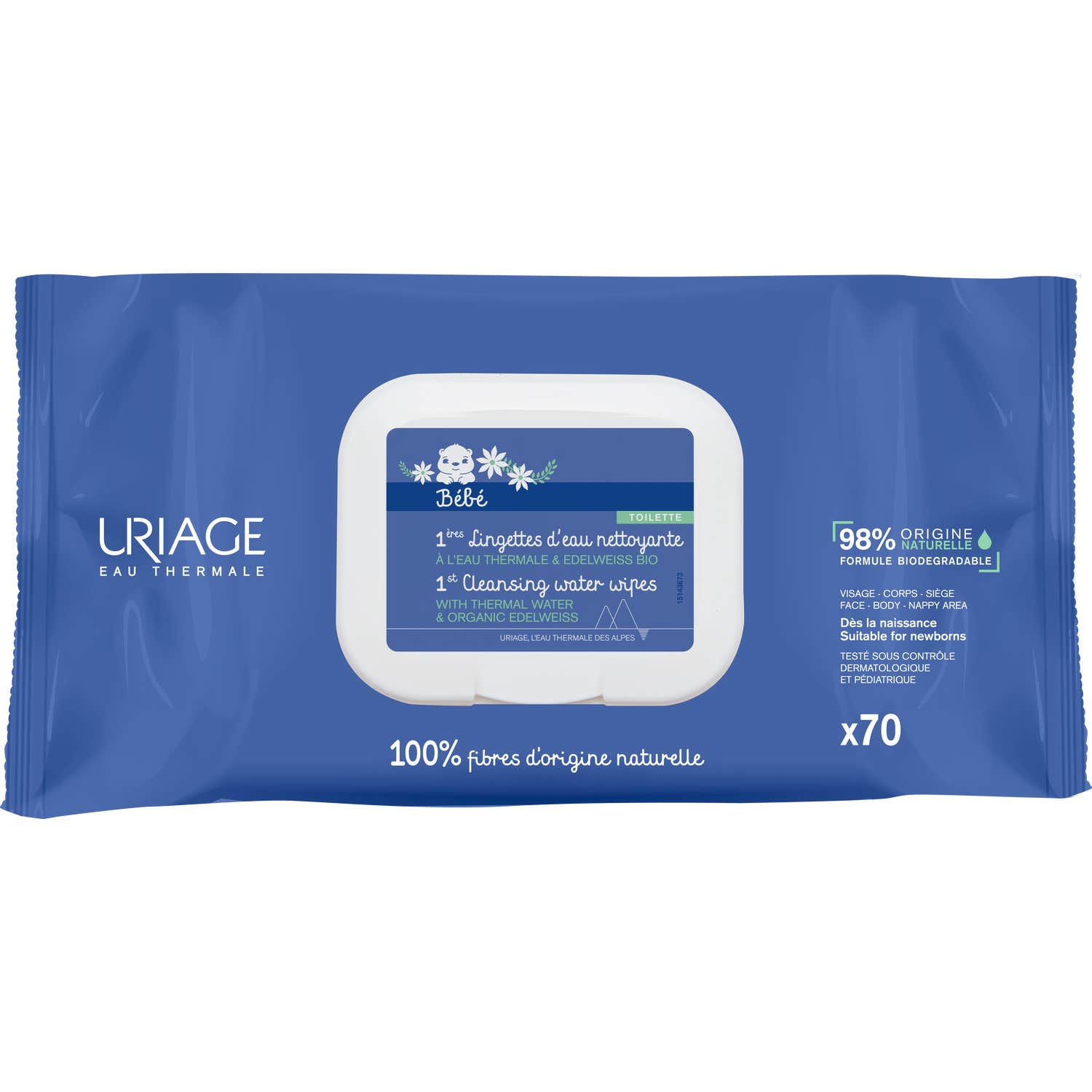 Uriage Bébé 1ères Lingettes Nettoyantes 70 lingettes